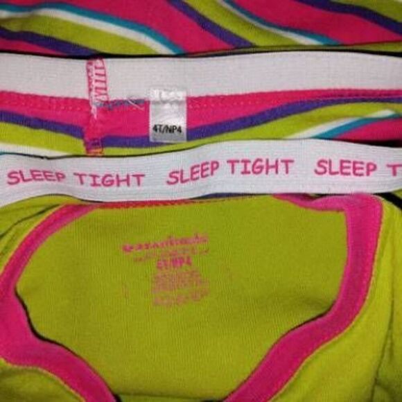 Garanimals Sleep Tight Pink Green Striped Pajamas Toddler 4T Get Your Sleep On - Picture 7 of 7